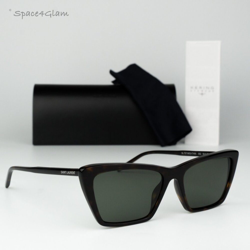 Saint Laurent Women Sunglasses Havana Grey Cat Eye SL737 MICA THIN 002 BRAND NEW